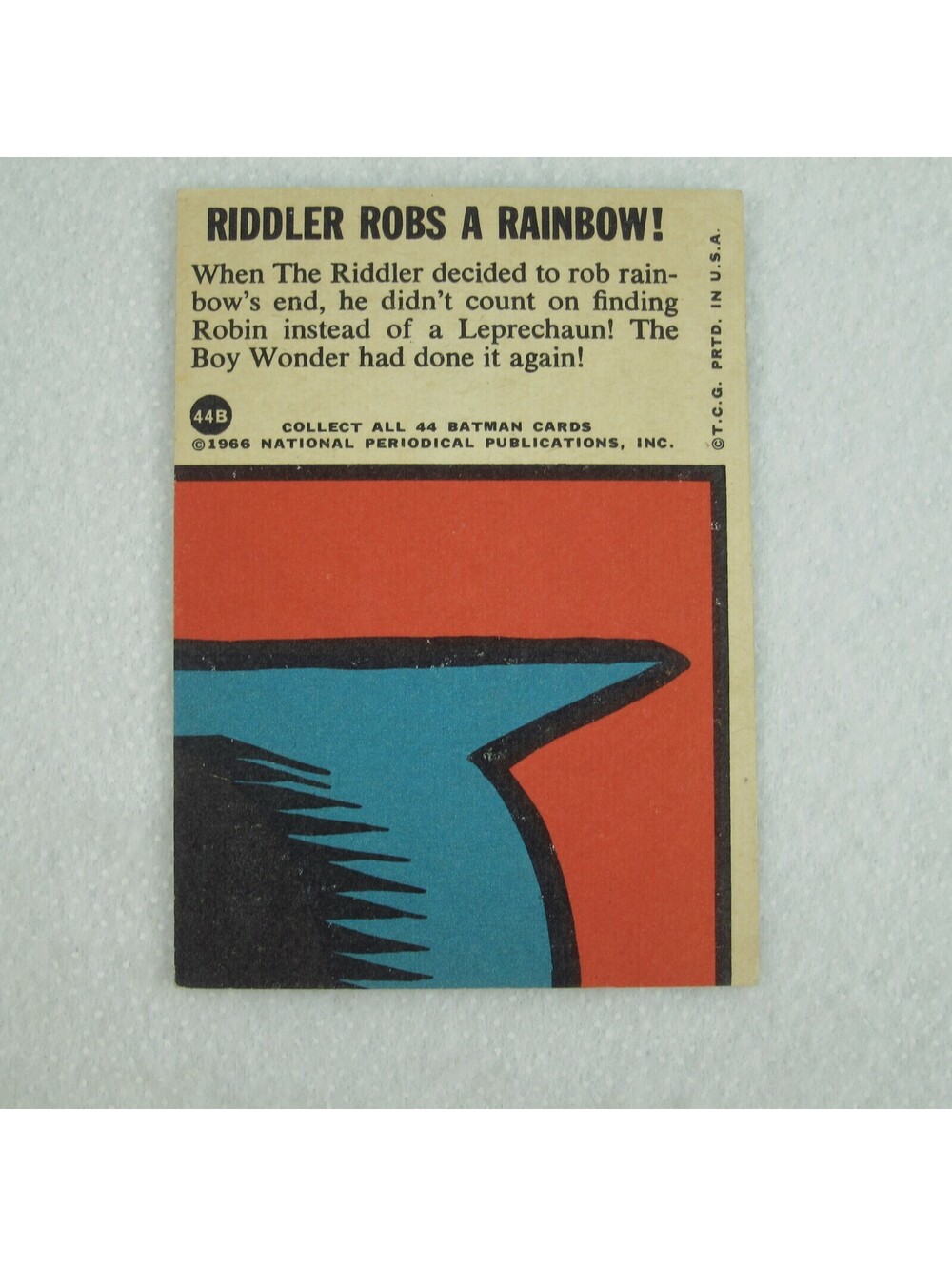 1966 Topps Batman Blue Bat Puzzle Back Card #44B Riddler Robs A Rainbow RARE! - Picture 7 of 12